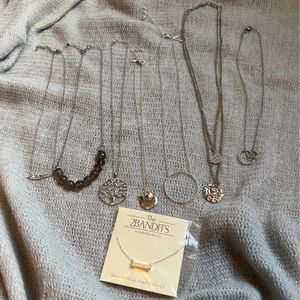 Cute silver necklace bundle set